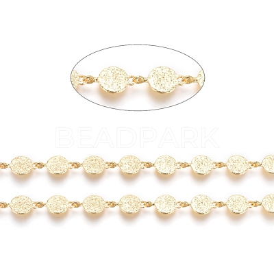 Textured Brass Handmade Link Chains X-CHC-G006-08G-1