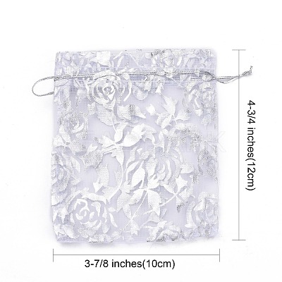 Rose Printed Organza Bags OP-R021-10x12-03-1