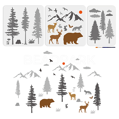 1 Set PET Hollow Out Drawing Painting Stencils DIY-MA0004-76A-1
