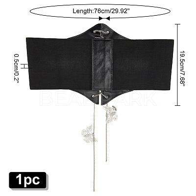 1Pc PU Leather Wide Elastic Corset Belts AJEW-WR0002-01A-1