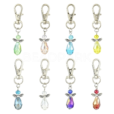 Angel Glass & Alloy Pendant Decoration HJEW-YW00026-01-1