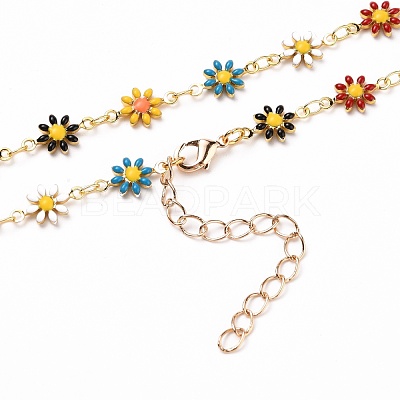 Daisy Link Chain Necklaces & Bracelets Jewelry Sets SJEW-JS01138-01-1