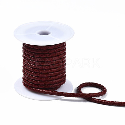 Braided Cowhide Leather Cord NWIR-N005-01A-6mm-1