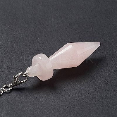 Natural Rose Quartz Pointed Dowsing Pendulums AJEW-B020-05P-07-1