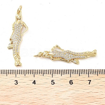 Rack Plating Brass Micro Pave Clear Cubic Zirconia Pendants KK-M280-03G-1