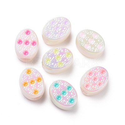 UV Plating Rainbow Iridescent Acrylic European Beads SACR-E009-35-1