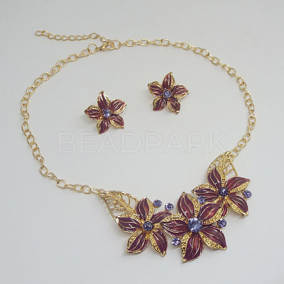 Alloy Rhinestone & Enamel Earrings & Necklaces Sets FS-WG43F39-02-1