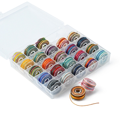 25 Rolls 25 Colors Round Segment Dyed Waxed Polyester Thread String YC-YW0001-02C-1