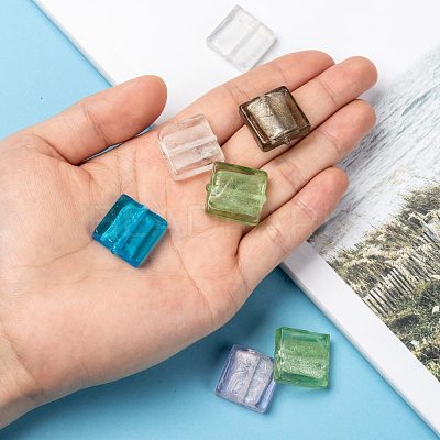 Handmade Silver Foil Lampwork Beads FOIL-S006-20x20mm-M-1