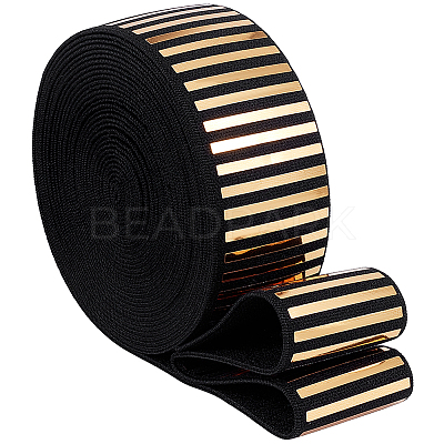 5 Yards Flat Nylon Hot Stamping Striped Elastic Wide Cord OCOR-BC0007-92B-1