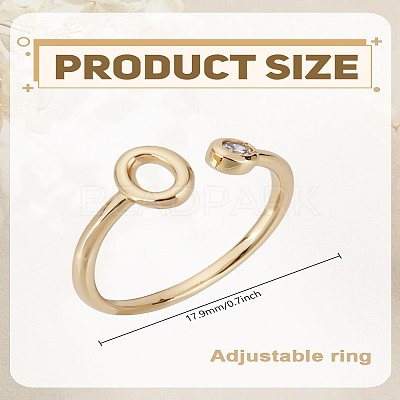 1Pc Brass Micro Pave Clear Cubic Zirconia Open Cuff Rings for Women RJEW-LP0002-37O-1