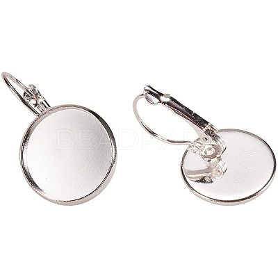 Clear Domed Glass Cabochon Cover and Brass Lever Back Earring Settings for DIY DIY-PH0001-60S-1