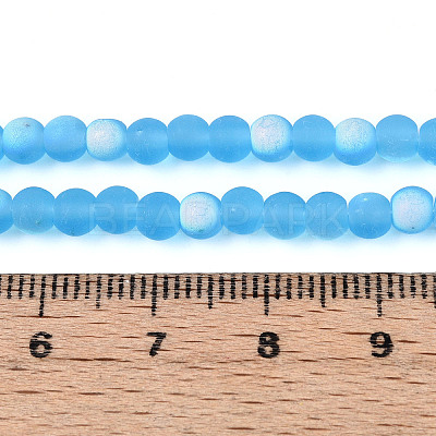 Frosted Transparent Glass Beads Strands GLAA-T032-T4mm-MBB06-1