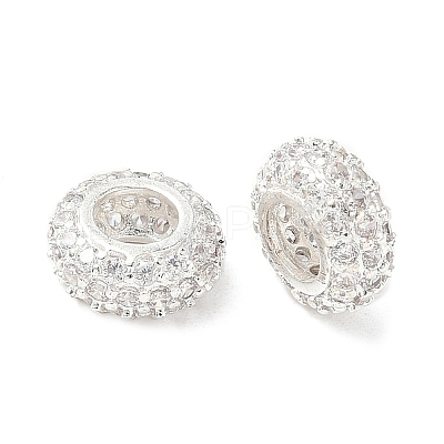 Brass Micro Pave Cubic Zirconia European Beads KK-A254-03B-S-1