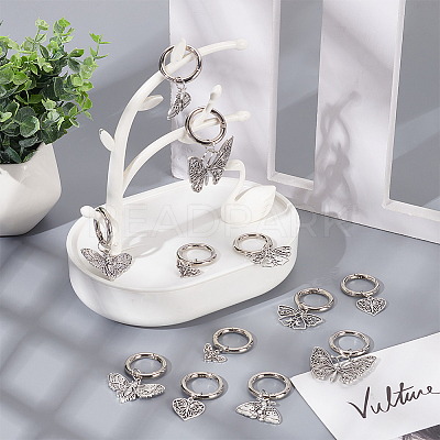 12Pcs 6 Styles Butterfly Tibetan Style Alloy Shoe Charms HJEW-AB00728-1