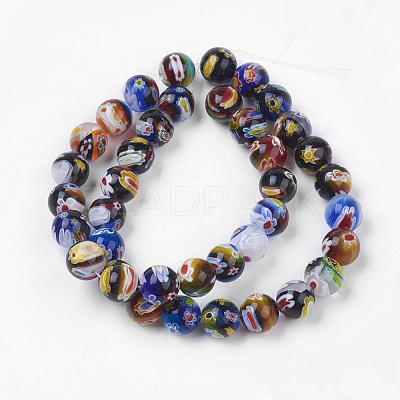 Handmade Millefiori Glass Beads Strands LK-F011-01-1