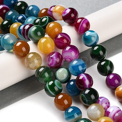 Natural Striped Agate/Banded Agate Beads Strands G-Z060-A01-C07-1