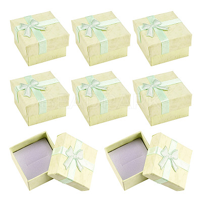 Square Paper Jewelry Ring Gift Boxes with Bowknot CON-TAC0010-80B-1