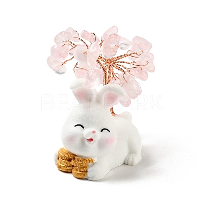 Natural Rose Quartz Tree Display Decorations DJEW-E007-01RC-04-1