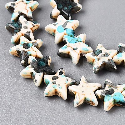 Spray Painted Synthetic Turquoise Beads Strands UNKW-T001-11H-1