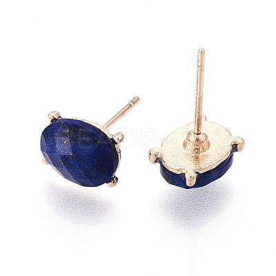 Natural Lapis Lazuli Stud Earrings EJEW-N057-01C-1