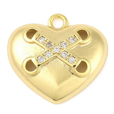Cross Theme Real 18K Gold Plated Brass Micro Pave Clear Cubic Zirconia Pendants LS-KK-L219-06G-02-1