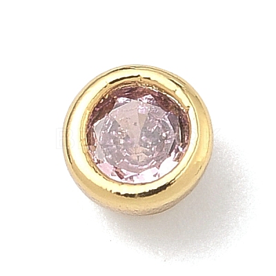 Flat Round Brass Micro Pave Cubic Zirconia Cabochons KK-P345-13G-A01-1