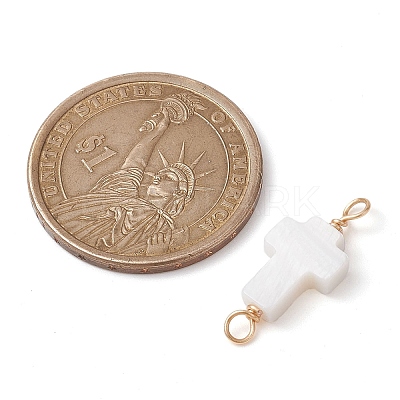 Natural Freshwater Shell Connector Charms PALLOY-JF02441-01-1