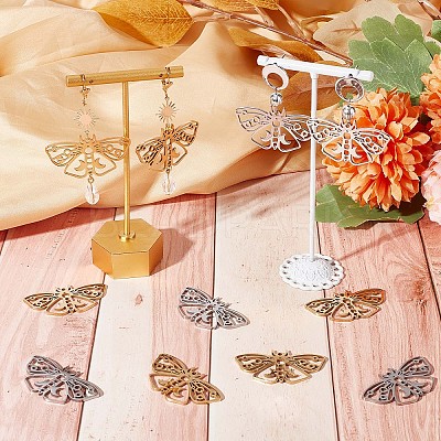 12Pcs 2 Colors 201 Stainless Steel Pendants STAS-SC0005-11-1