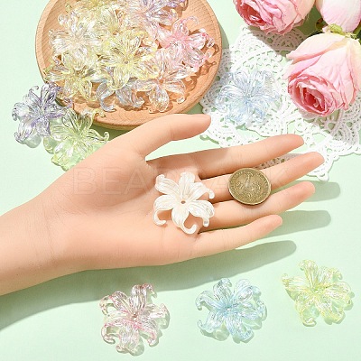 10Pcs UV Plating Iridescent Plastic Beads Caps FIND-YW0007-94A-1
