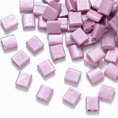 FGB 2-Hole Baking Paint Glass Seed Beads X-SEED-S031-L-599-1