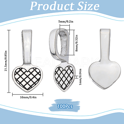 100Pcs Tibetan Style Alloy Heart Glue-on Flat Pad Pendant Bails FIND-SP0001-85-1