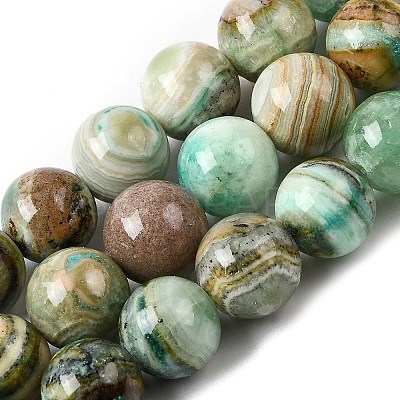 Natural Green Line Jasper Beads Strands X-G-L639-A01-10mm-1
