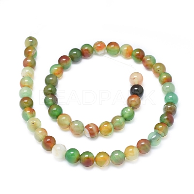 Natural Peacock Agate Beads Strands G-D0005-22-8mm-1
