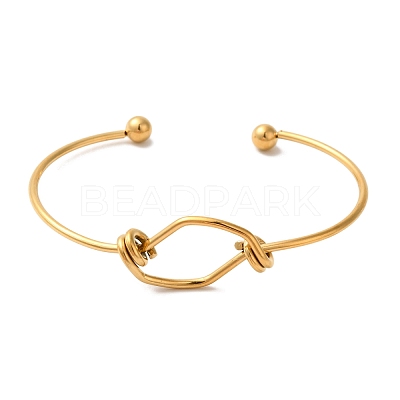 Ion Plating(IP) 304 Stainless Steel Open Cuff Bangles for Women BJEW-Z071-02G-1
