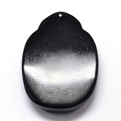 Natural Obsidian Carven Pendants G-A169-027A-1
