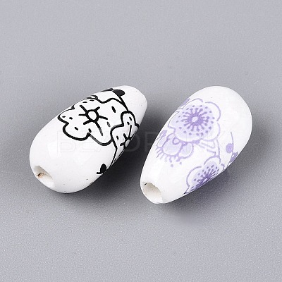 Printed Handmade Porcelain Beads PORC-N014-06A-1