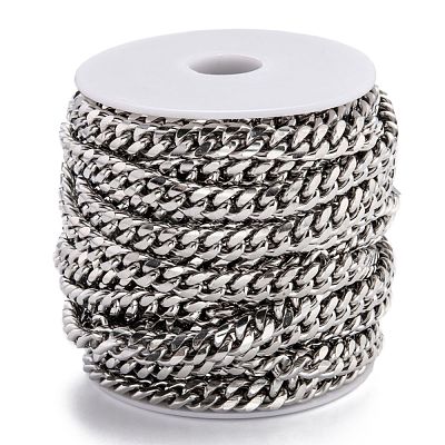 Tarnish Resistant 304 Stainless Steel Cuban Link Chain STAS-B019-02B-P-1