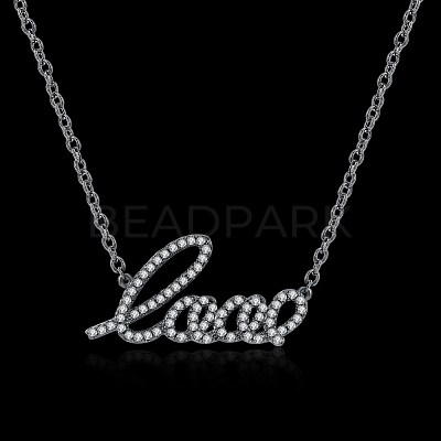 Fashion Brass Micro Pave Cubic Zirconia Pendant Necklaces NJEW-BB34104-1