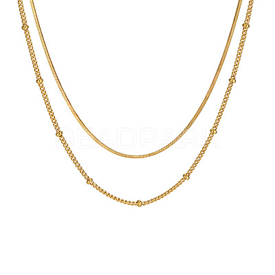 304 Stainless Steel Double-Layer Necklace LS-NJEW-Q321-01G-1