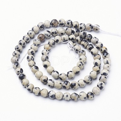 Natural Dalmatian Jasper Beads Strands X-GSR4mmC004-1