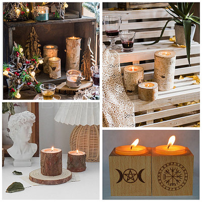 Wooden Candle Holder AJEW-WH0257-003-1