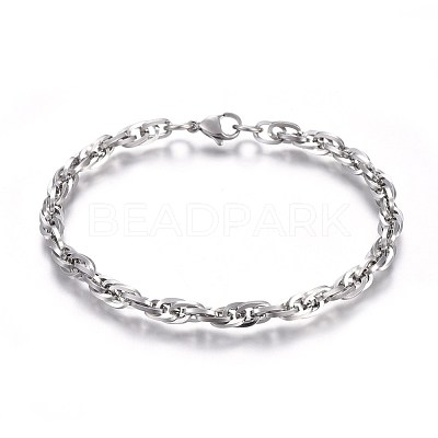 Tarnish Resistant 304 Stainless Steel Rope Chain Bracelets BJEW-L637-14-P-1