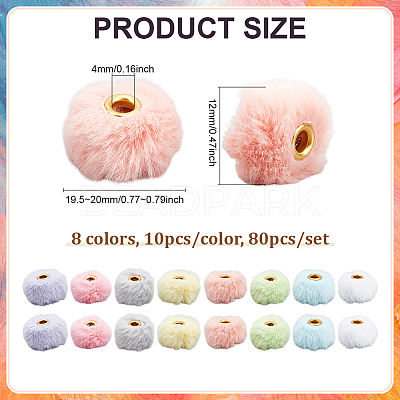 80Pcs 8 Colors Imitation Rabbit Hair European Beads FIND-PH0027-68B-1