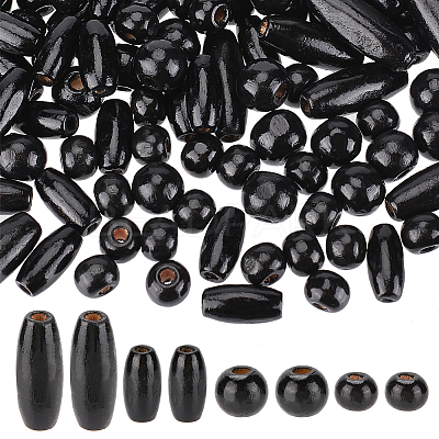 480Pcs 4 Style Dyed Natural Wood Beads WOOD-PH0002-42-1