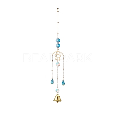 Faceted Glass Teardrop & Octagon Hanging Suncatcher HJEW-I010-02C-1