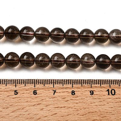 Natural Smoky Quartz Round Beads Strands G-E329-8mm-38-1