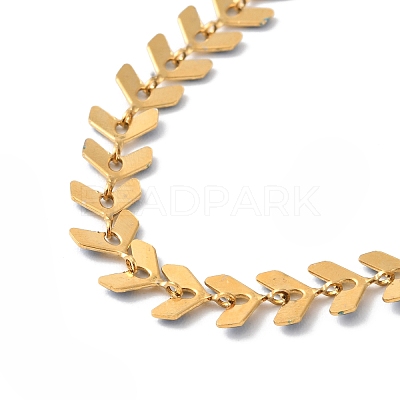 Enamel Ear of Wheat Link Chains Bracelet BJEW-P271-02G-07-1