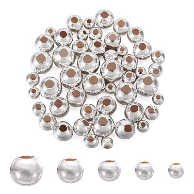 50Pcs 5 Styles 925 Sterling Silver Beads STER-TA0001-18-1