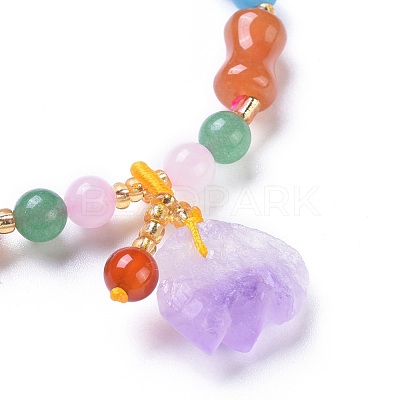 Natural Jade Stretch Charm Bracelets BJEW-I260-11-1